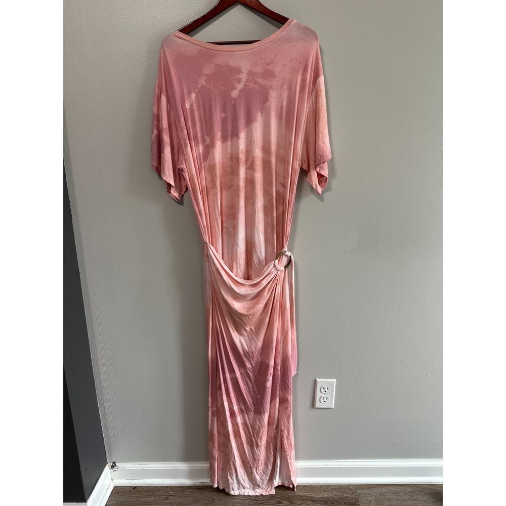 Free People Alyssa Wrap Dress Maxi Small Faux Wrap Pink Boho Jersey